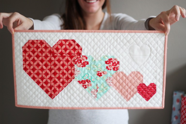 I Heart You mini quilt free pattern