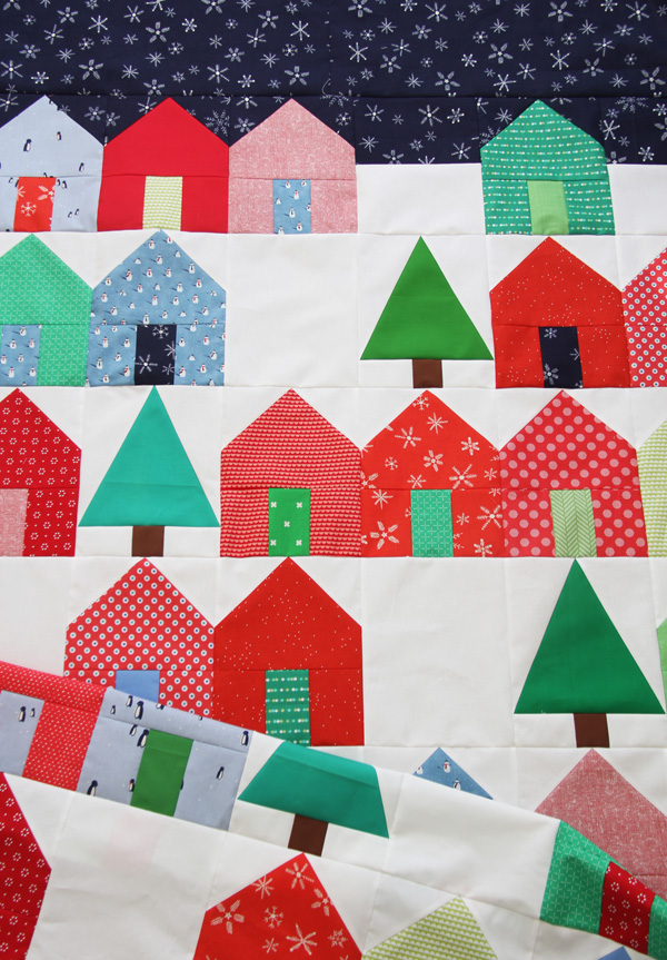 Suburbs Christmas Quilt with a Free Tree Block Pattern