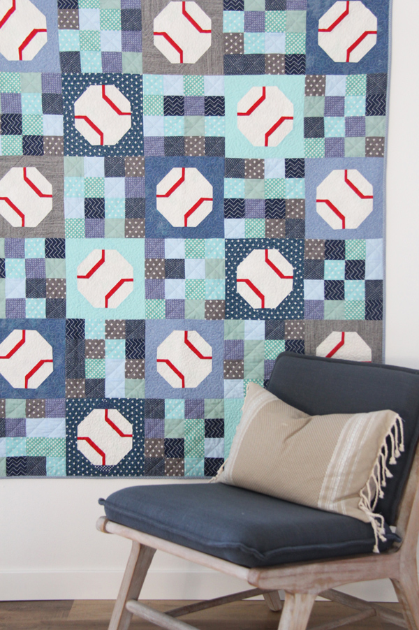 Batter Up, an easy baseball (or tennis ball) quilt pattern