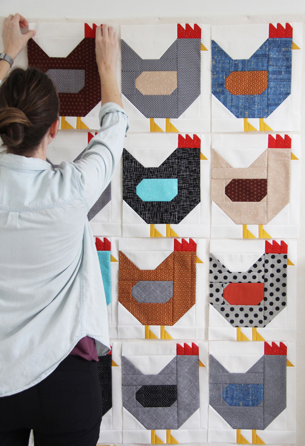 Chickens Quilt Pattern, a Fat Quarter quilt in 3 sizes