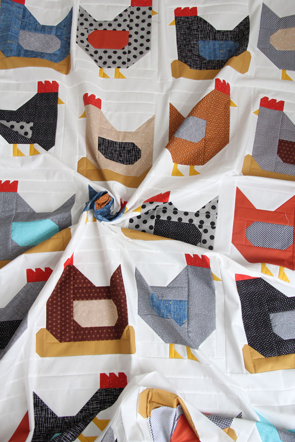 Chickens Quilt Pattern, a Fat Quarter quilt in 3 sizes