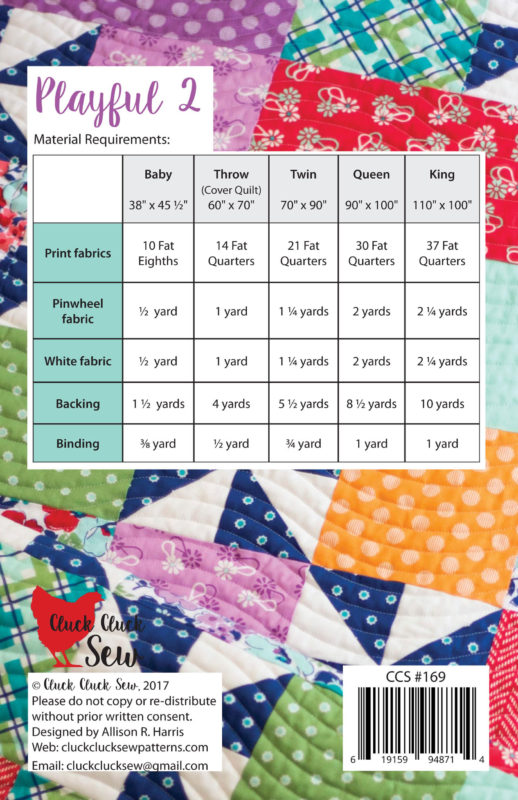 Playful 2 Quilt Pattern, 5 sizes, fat quarter friendly